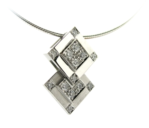 Pendentif diamant or blanc