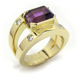 Gelbgold Amethyst Ring