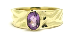 Bague améthyste or froissé