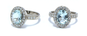 Oval Aqua Marin Diamantring