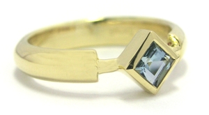 Quadratische Aqua Marin Ring