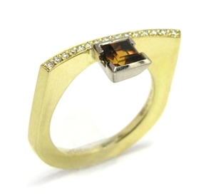 Bague citrine diamants