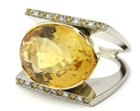 Bague citrine diamants