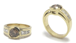 Bague diamant brun cognac