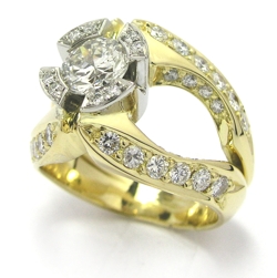 Bague diamants en or jaune 18 carats