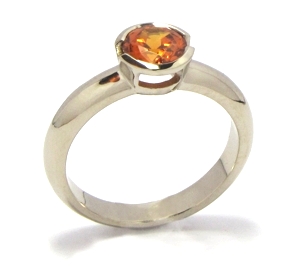 Bague grenat mandarin or blanc