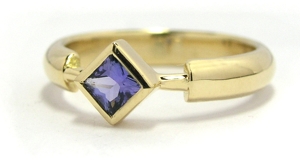 Quadratischer Tansanit Ring