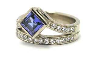 Bague tanzanite diamants modèle Diadème