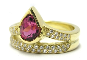 Bague rubellite diamants